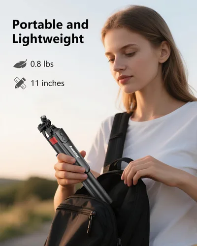 Vista 2 de Aureday Trípode de teléfono de 72" y palo para selfie, soporte de trípode para teléfono celular con control remoto inalámbrico y soporte extensible