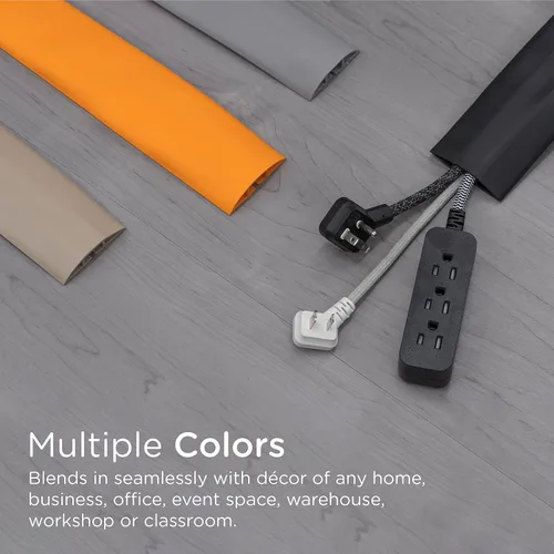 Vista 7 de Cordinate Cubierta de cable para piso de 6 pies, protector de cable, oculta cables de extensión, protege cables, evita riesgos de cable, ocultador