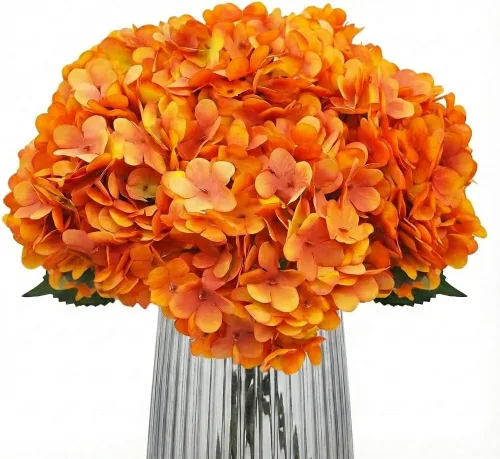 Vista 20 de 5 piezas de flores artificiales falsas, hortensias de seda, 1 arreglos de cabeza de flor, ramos de boda, decoración floral de plástico, centros