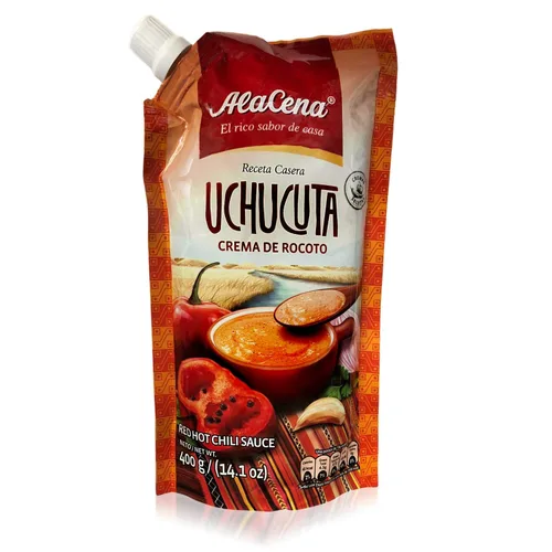 Vista 2 de AlaCena Crema de Rocoto Uchucuta 14.11 oz. - Salsa de Chile Rojo Caliente - Salsa picante peruana - 14 oz 3 Pack