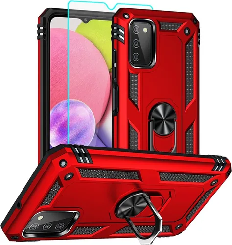 Vista 8 de Funda para teléfono Samsung Galaxy A03s, Galaxy A03s con protector de pantalla HD, [grado militar de 16 pies a prueba de caídas], anillo protector a