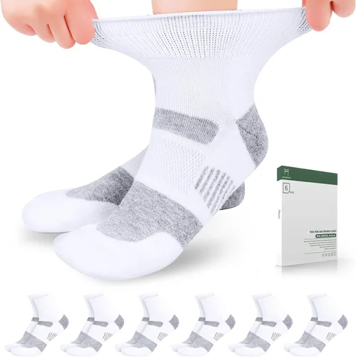 Vista 13 de Bulinlulu Calcetines diabéticos para mujer, talla 9-11, 6 pares de calcetines tobilleros diabéticos no vinculantes para mujeres y hombres (negro)