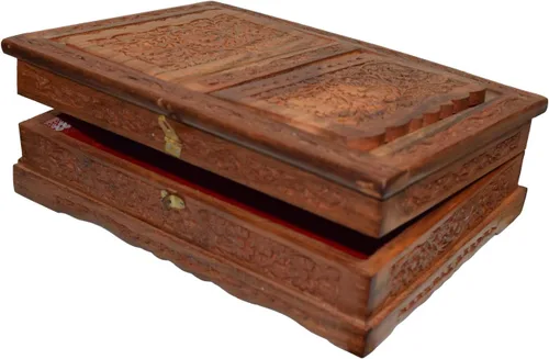 Vista 8 de Santo plegable libro soporte madera tallada a mano Rehal caja para el Corán, Biblia, Gita, Gurugr