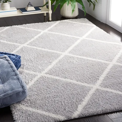 Vista 32 de SAFAVIEH Tahoe Shag Collection - Alfombra para pasillo, 2 x 9 pies, diseño de enrejado, no desprende pelusa y de fácil cuidado, 1.2 pulgadas
