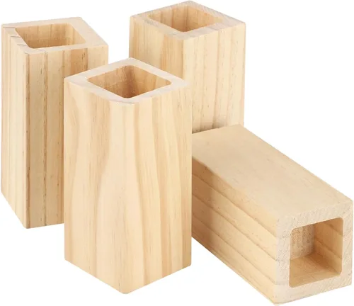 Vista 5 de 4 Pcs Bed Risers, 4 in Wooden Furniture Risers Blocks, Heavy-Duty Lifters for Couch Chair Cabinet Dresser, Bed Frame Risers for Added Height, Slot