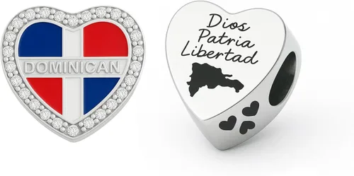 Vista 8 de Mapa del corazón dominicano y dije redondo, dije de regalo de República Dominicana, plata esterlina, regalo para esposa, mujeres, amigos, familia