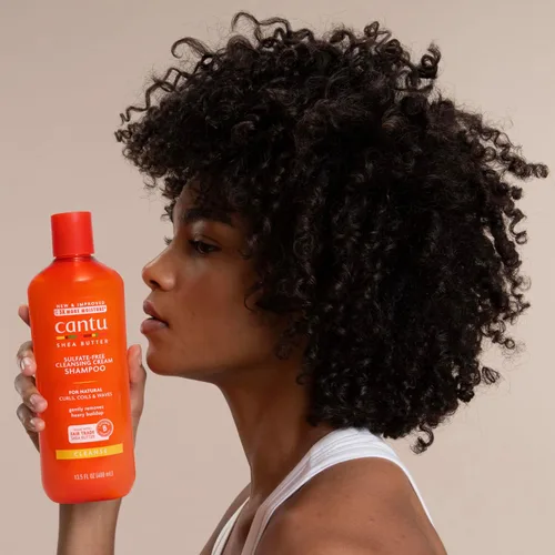 Vista 4 de Cantu Champú en crema limpiadora sin sulfato con manteca de karité para cabello natural, 13.5 oz