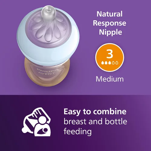 Vista 8 de Philips Avent Biberones naturales de PPSU para bebés, flujo medio, 9 onzas, sin BPA Baby-Controlled Flow, No-Drip Design, Reduces Colic and Gas