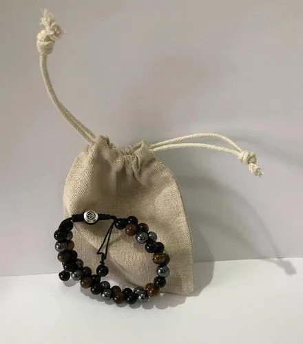 Vista 6 de Pulsera de triple protección, ojo de tigre genuino, obsidiana negra y hematita de 0.315 in, pulsera de cuentas para hombres y mujeres, pulseras