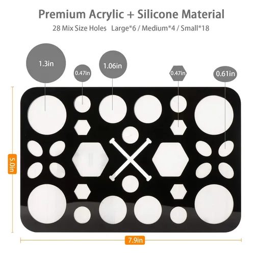 Vista 3 de Luckyiren Escurridor acrílico para cepillos, soporte plegable con 28 ranuras para pinceles de uñas, pintura y maquillaje, negro, unisex, ideal