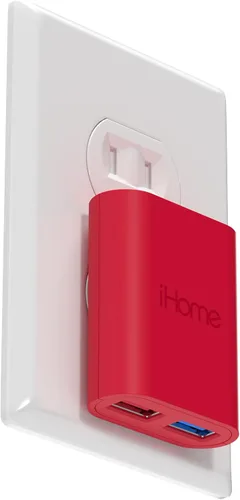 Vista 12 de iHome Cargador de pared USB delgado de 2 puertos, adaptador plano del enchufe del viaje del multipuerto Dual USB-A ports, 2.4A Rapid Charge