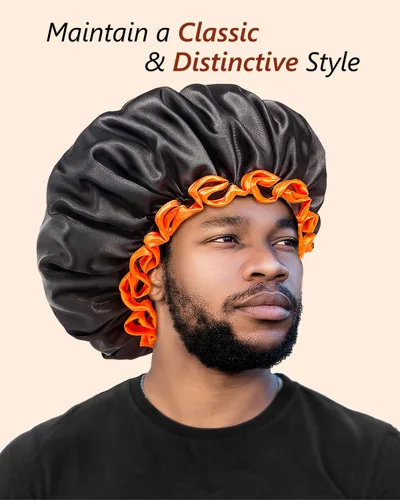 Vista 22 de Gorro de ducha negro extra grande para mujeres y hombres con cabello grueso, largo y trenzas, reutilizable, impermeable, de doble capa XL, gorros