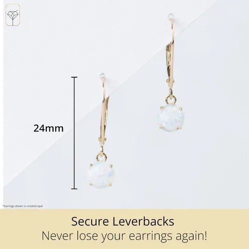 Vista 3 de 10k Yellow Gold 6mm Round Birthstone Dangle Earrings for Women with Leverbacks by MAX + STONE