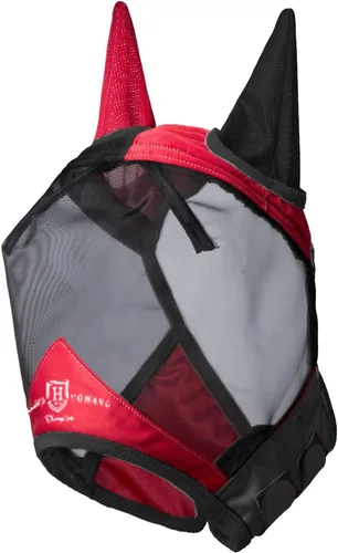 Vista 135 de Harrison Howard Máscara de mosca de caballo luminosa profesional estándar con orejas protección UV para caballo, azul y plateado, pequeño poni Azul