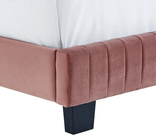 Vista 5 de Modway Celine - Cama con plataforma de terciopelo copetudo y alto rendimiento con canal en color rosa polv