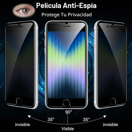Vista 2 de YMHML Paquete de 2 protectores de pantalla de privacidad compatibles con iPhone SE 2020 2ª 2022 de 3ª generación, iPhone 8, 7, 6S, 6, 6, 6