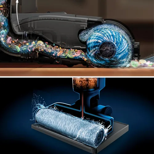 Vista 5 de Shark HydroVac MessMaster Aspiradora con Cable Húmeda y Seca, Aspiradora Trapeador 3 en 1 Multisuperficie y Sistema de Autolimpieza, Liviana