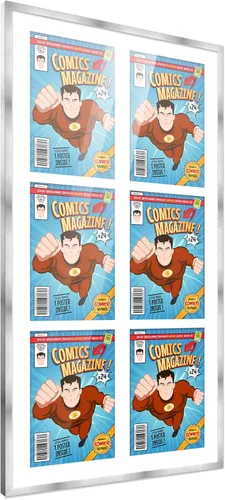 Vista 25 de Poster Palooza Marco de cómic con paspartú para 1 cómic de la Edad de Bronce publicado entre 1970 y 1985, marco de cómic negro para cómic de 7.25 x