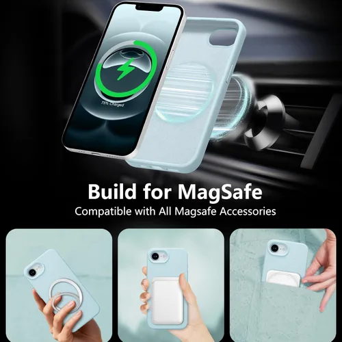Vista 520 de Funda magnética de silicona para iPhone 13 Pro, color blanco antiguo [Compatible con Magsafe] [Forro de microfibra suave antiarañazos], funda