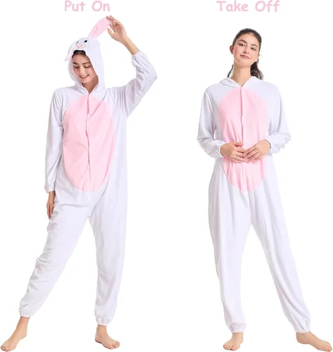 Vista 3 de Funivals Unisex Animals Costume AdultPlush Hooded Animals Onesie Homewear AdultsHalloween Christmas Jumpsuit Women & Men