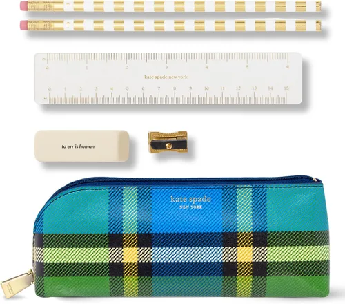 Vista 9 de kate spade new york Estuche para lápices y bolígrafos con artículos de oficina para adultos, bolsa con cremallera que incluye 2 lápices, sacapuntas