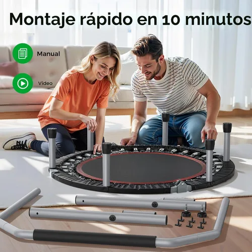 Vista 6 de BCAN SP2 - Mini trampolín plegable de 40/48 pulgadas, carga máxima de 330 libras/440 libras, rebote de fitness con mango de espuma ajustable