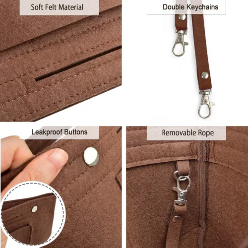Vista 8 de VANCORE Organizador de fieltro para bolso, organizador de bolso estrecho, bolsa de viaje para cosméticos, para mujeres, café, grande