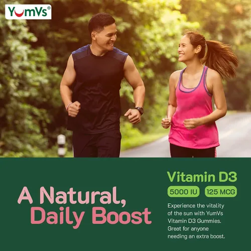 Vista 6 de YUM-V'S Gomitas de vitamina D3 de 5000 UI 125mcg D3 - Apoya el apoyo inmunológico, fuerte salud ósea, sin OMG, sin gluten, sin lácteos, gomitas