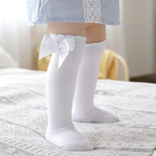 Vista 2 de DRESHOW BQUBO - Calcetines de punto para bebé, calcetines de algodón para niñas pequeñas