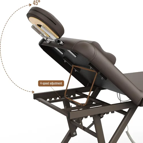 Vista 5 de pouseayar Mesa de masaje ajustable con almohada facial y reposacabezas, resistente y sólida, silenciosa y fácil de ajustar, respaldo ajustable