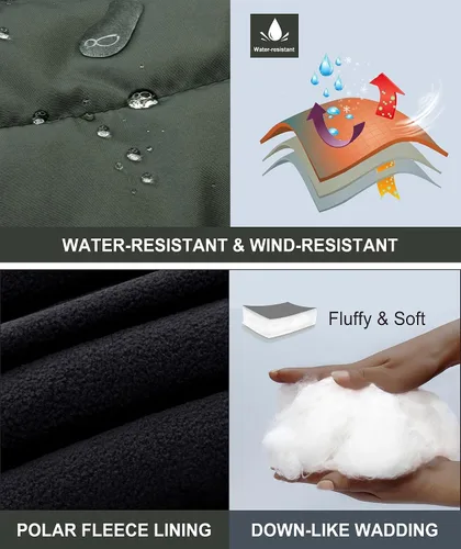 Vista 5 de SOLOCOTE Abrigos de invierno para niños, chaqueta de algodón acolchada con capucha y relleno de peso medio