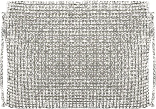 Vista 5 de Naimo Bolso cruzado con diamantes de imitación de cristal brillante para noche, sobre para teléfono celular, para fiesta, baile de graduación