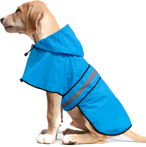 Vista 11 de Weesiber Chubasquero para perro, impermeable con agujero para correa, ropa de lluvia con capucha reflectante para cachorros, poncho para mascotas