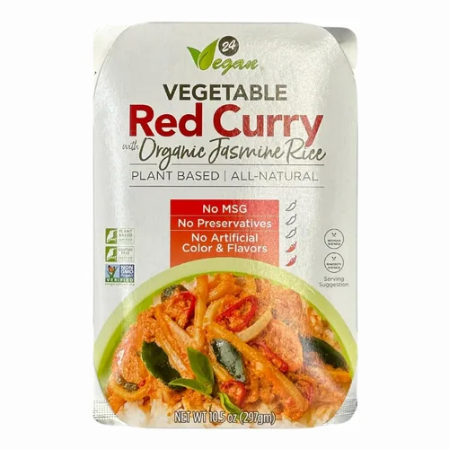 Vista 8 de Curry verde tailandés orgánico vegano con arroz jazmín, curry tailandés vegano, sin OMG, sin MSG, sin gluten, comida de curry instantánea, solo