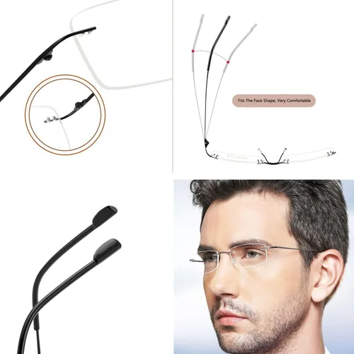 Vista 3 de Paquete de 3 lentes de lectura sin montura a prueba de luz azul, para mujeres y hombres, filtro antideslumbrante, anteojos ligeros