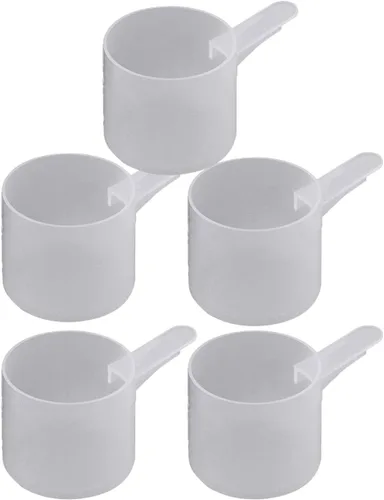 Vista 4 de Cuchara de envasado de medición de plástico de 60 mL (= 60 cc/ = 4 cucharadas/= 2 fl oz), mango corto - para medir y dispensar especias, gránulos
