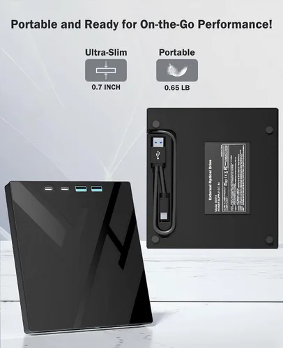 Vista 7 de Unidad externa de CD/DVD para ordenador portátil, 7 en 1 unidad