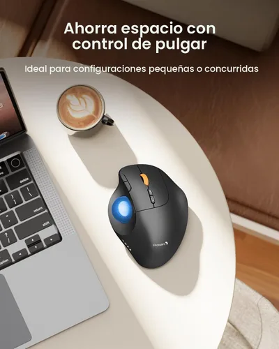 Vista 9 de ProtoArc Ratón inalámbrico Bluetooth Trackball, EM02 de dos ángulos ajustables, ergonómico recargable, conexión de 3 dispositivos, control de pulgar