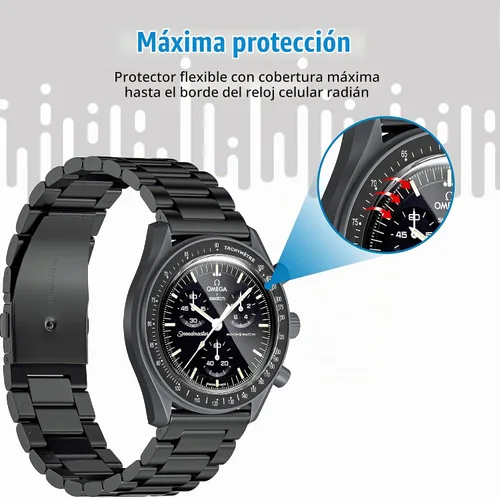 Vista 5 de Stanchev Protector de cristal para Moonswatch, protector de pantalla de TPU suave antiarañazos, compatible con Swatch Omega Moonwatch, protector