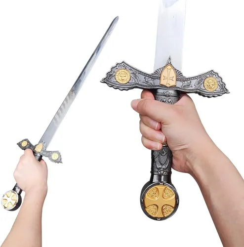 Vista 9 de Stainless Steel Medieval Star of David King Solomon Cross Crusader Knight Templar Sword for Collection, Cosplay, Display