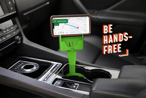 Vista 6 de Soporte para teléfono con portavasos para automóvil - Cuna expansora universal ajustable para conducción manos libres - Compatible con todos