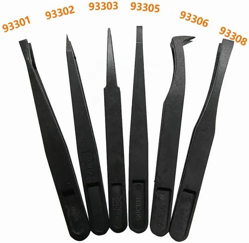 Vista 3 de FEITA Kit de pinzas de plástico de precisión, juego de pinzas antiestáticas de plástico, herramienta de reparación de bricolaje, herramienta de negro