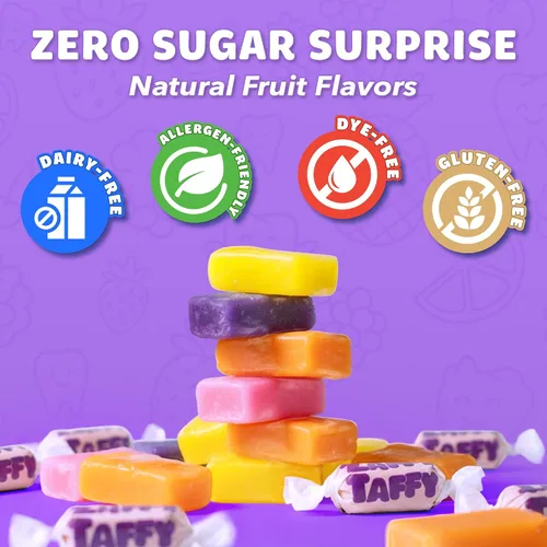 Vista 4 de Zaffi Taffy - Caramelos sin azúcar, sin tintes, aptos para dieta cetogénica y diabéticos, golosinas aprobadas por dentistas para niños