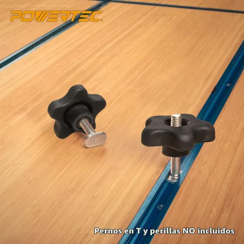 Vista 6 de Powertec - Perfil en T universal de doble corte con agujeros de montaje pretaladrados