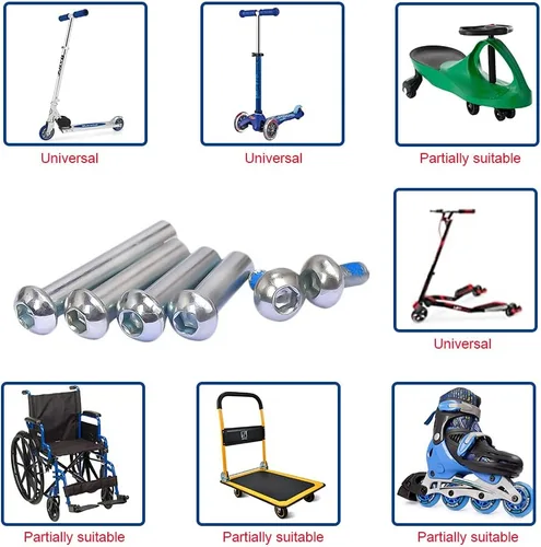 Vista 6 de Tornillos M8x30mm para patinetes de 2-3-4 ruedas, reemplazo de ejes para patinetes plegables micro mini para niños (30)