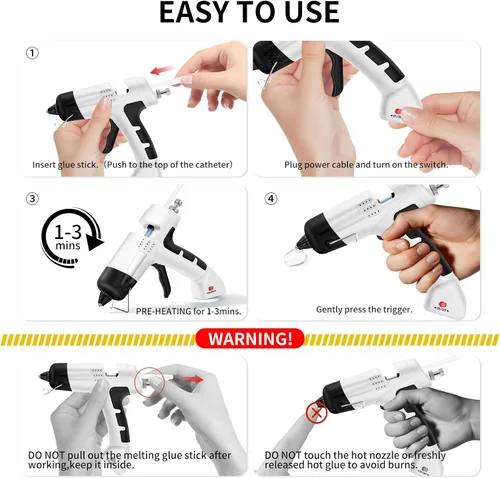 Vista 3 de Kit de pistola de pegamento caliente inalámbrica de 20 W con cargador tipo C, mini pistola de pegamento y palos con 30 barras de pegamento