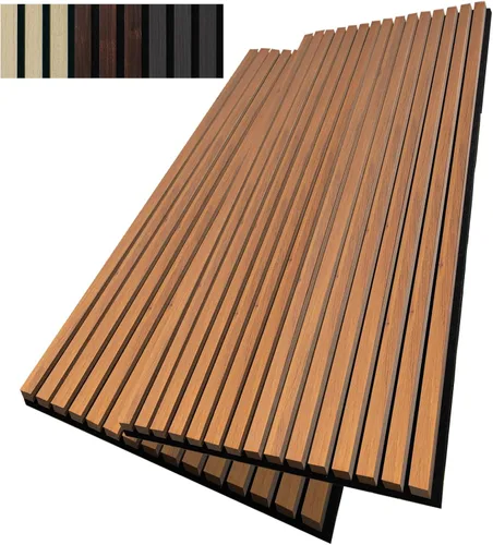 Vista 5 de Panel de pared de listones de madera, paquete de 4 paneles de madera para pared, paneles de pared insonorizados 3D, paneles acústicos grandes