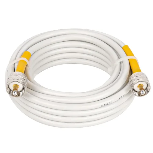 Vista 8 de MOOKEERF RG8x Cable de puente 1m, paquete de 2 cables coaxiales CB de 50 Ohm, cable de antena de baja pérdida UHF PL259 macho a macho, blanco marino