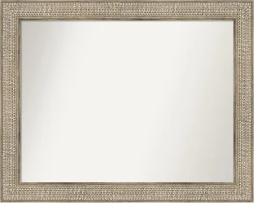 Vista 232 de Amanti Art Espejo de baño plateado para sobre fregadero, 26 x 26 pulgadas, espejo cuadrado de níquel pulido, marco de madera tradicional mediano, se