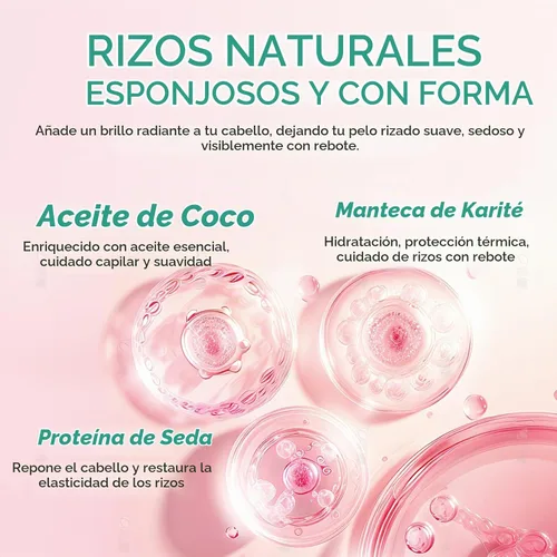 Vista 5 de immetee Mousse de pelo rizado, aceite de coco y proteína de seda para el control del encrespamiento, espuma de peinado extra para el bloqueo